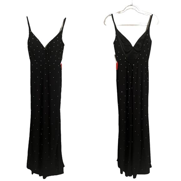 Ieena Mac Duggal Rhinestone Embellished V-Neck Gown Size 2 NWT $298 70232 - Picture 2 of 7